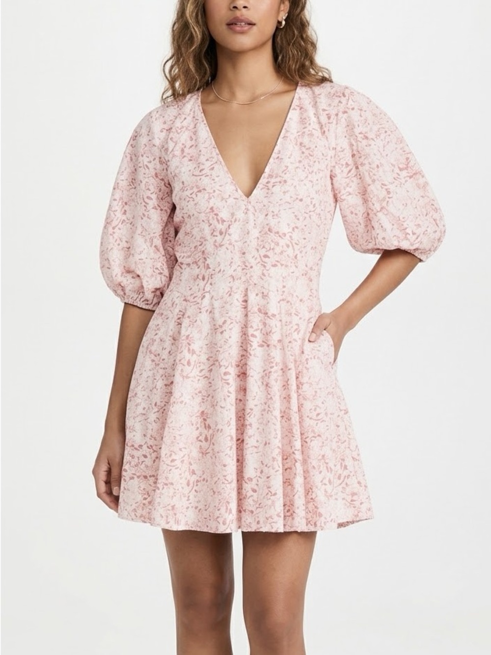 H&M Pink Floral Balloon Sleeve Dress